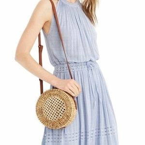 J.Crew Point Sur Cinch Waist Sleeveless Linen Sweater Dress Blue Size M